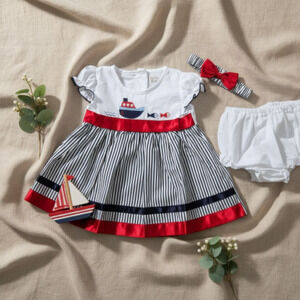 New Baby Girl Dress Set with matching headband underwear size 0 to 3 months